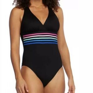LA Blanca Spectrum V Neck One Piece Swimsuit